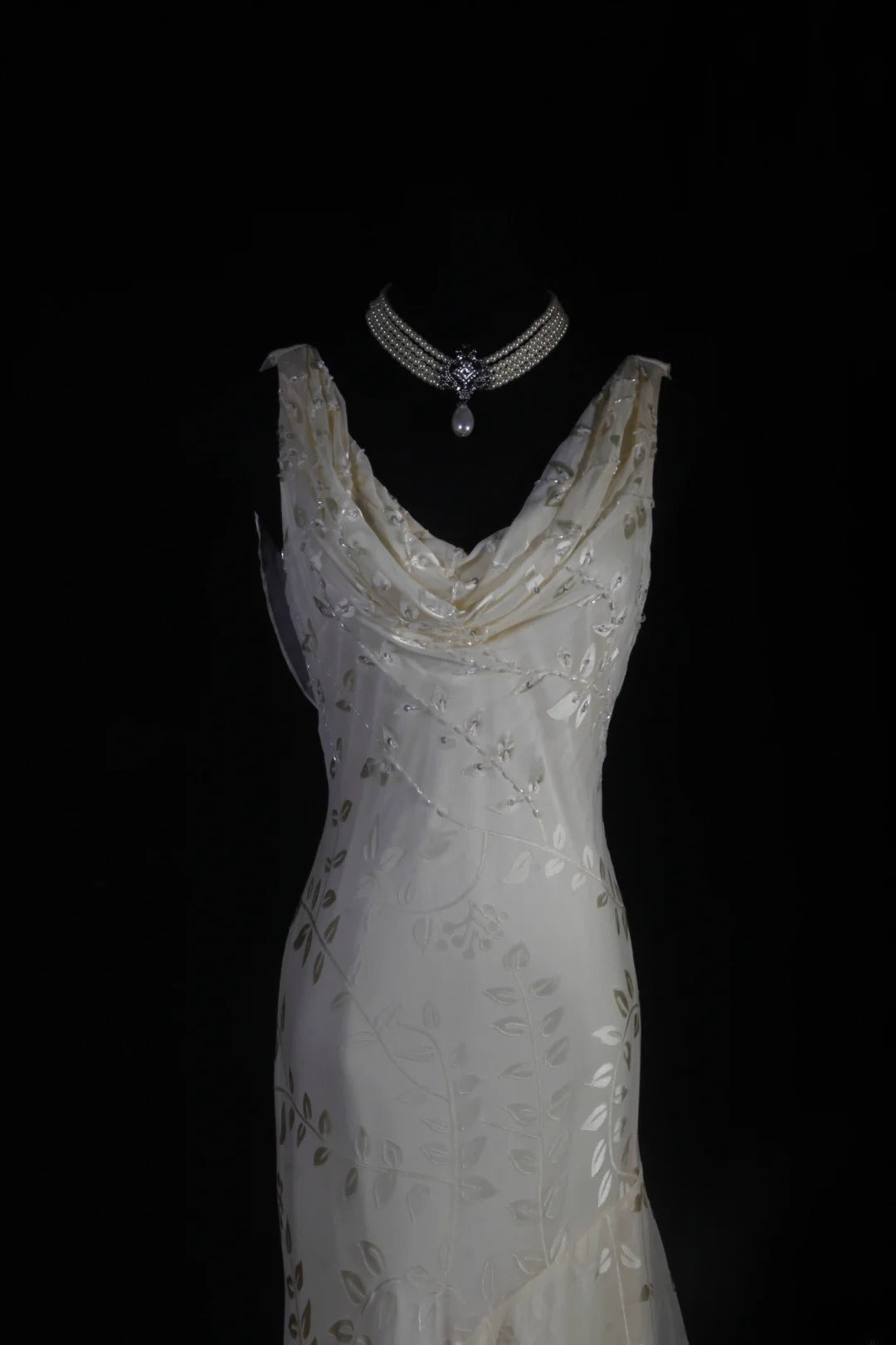 Chic Mermaid Cowl Neck White Lace High Low Chiffon With Beads Long Party Formal Women Prom Dresses AS094
