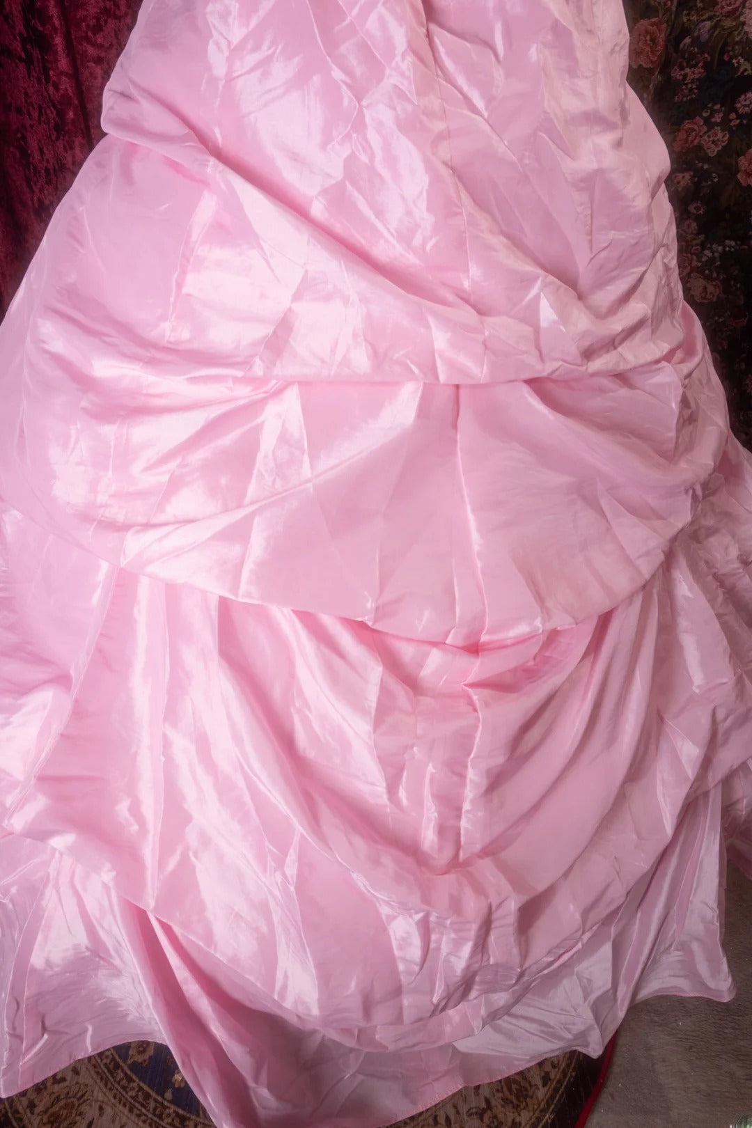 Pretty Ball Gown Sweetheart Pink Satin With Tiered Lace Long Quince Dress Quinceanera Dresses Formal Birthday Outfits RB8111