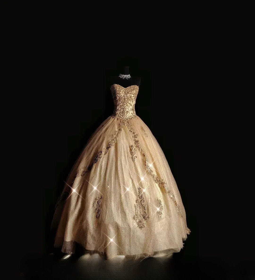 Sparkly Ball Gown Sweetheart Gold Tulle Long Quinceañera Dress Moda 2000 15 Quinceanera Dresses Ideas Sweet 16 Outfit RB7084