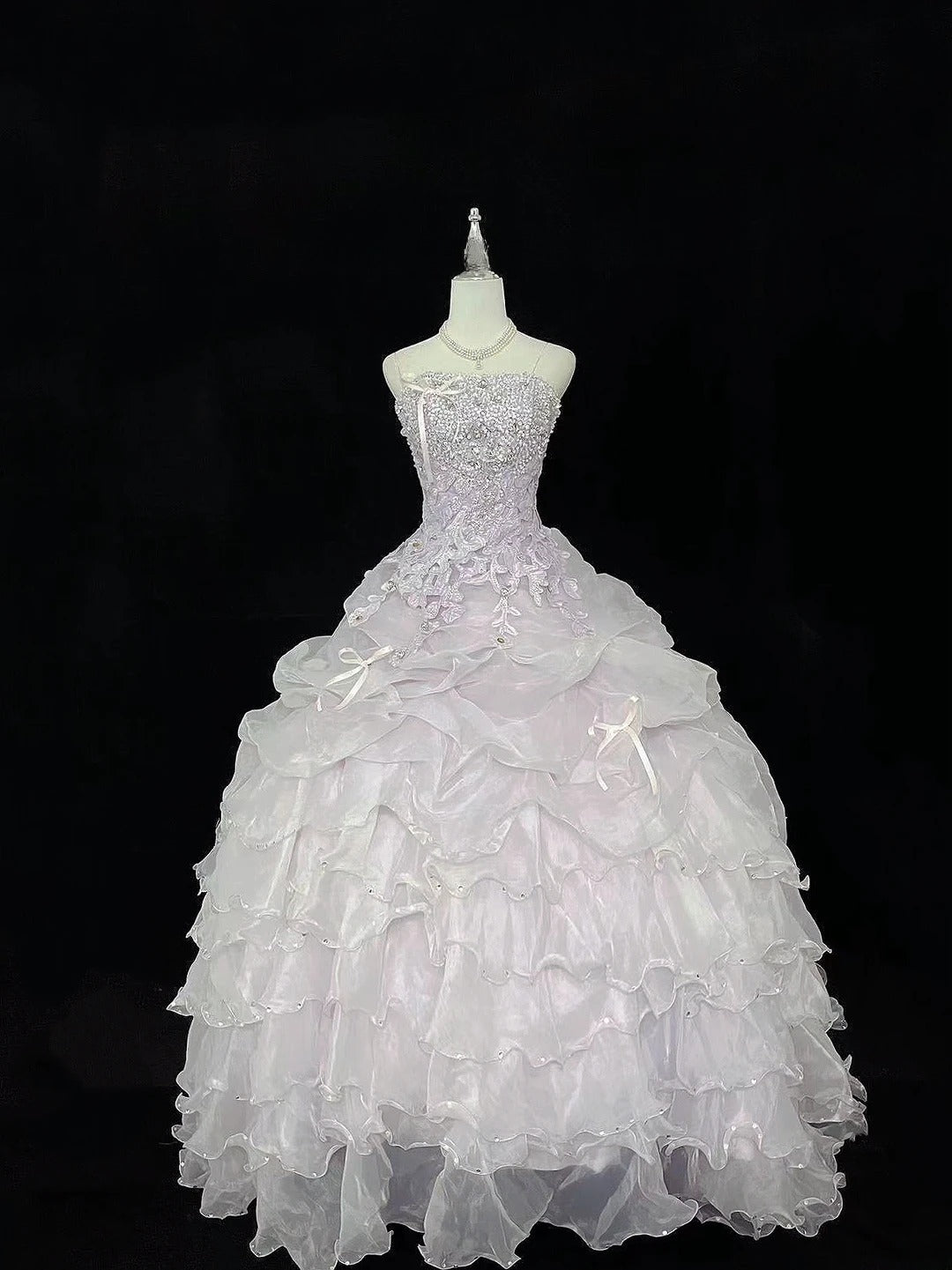 Cute Ball Gown Spaghetti Straps Lilac Organza With Appliqued Beading Quince Dress Voluminous Sweet 16 Sweet Sixteen Outfits Vestido de 15 RB7467