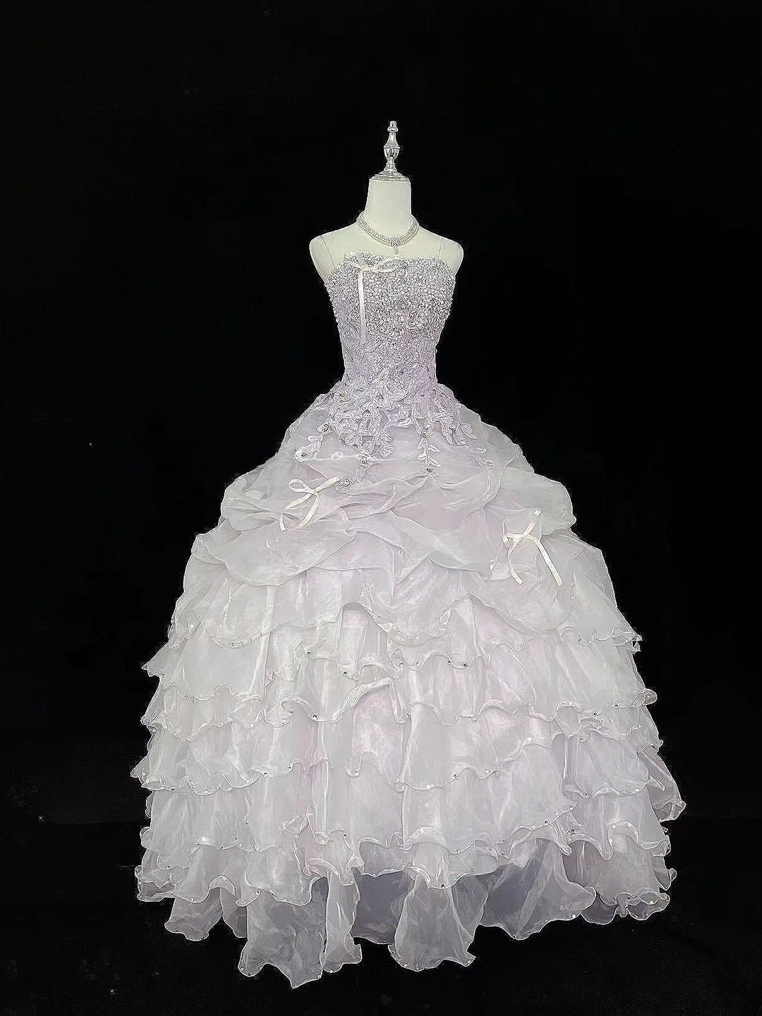 Cute Ball Gown Spaghetti Straps Lilac Organza With Appliqued Beading Quince Dress Voluminous Sweet 16 Sweet Sixteen Outfits Vestido de 15 RB7467