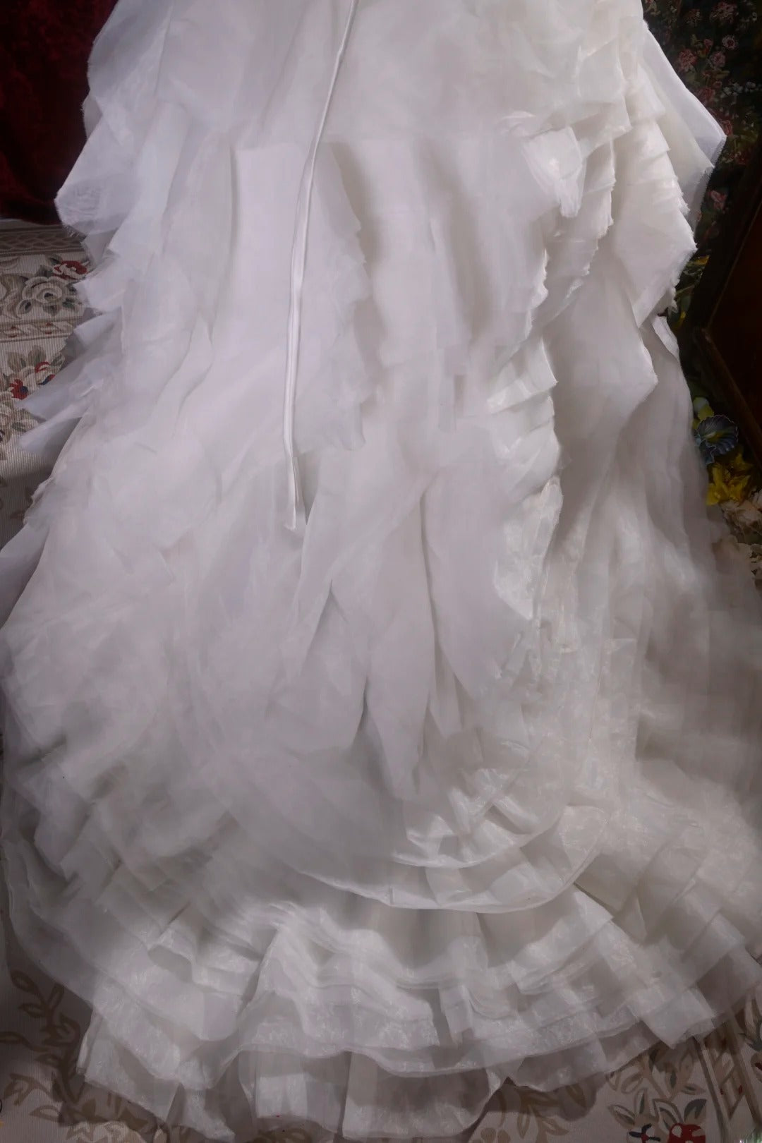 Vintage Mermaid Strapless 1950s White Tulle With Tiered Long Autumn Brides Gown Bridal Dress Wedding Dresses RB8113