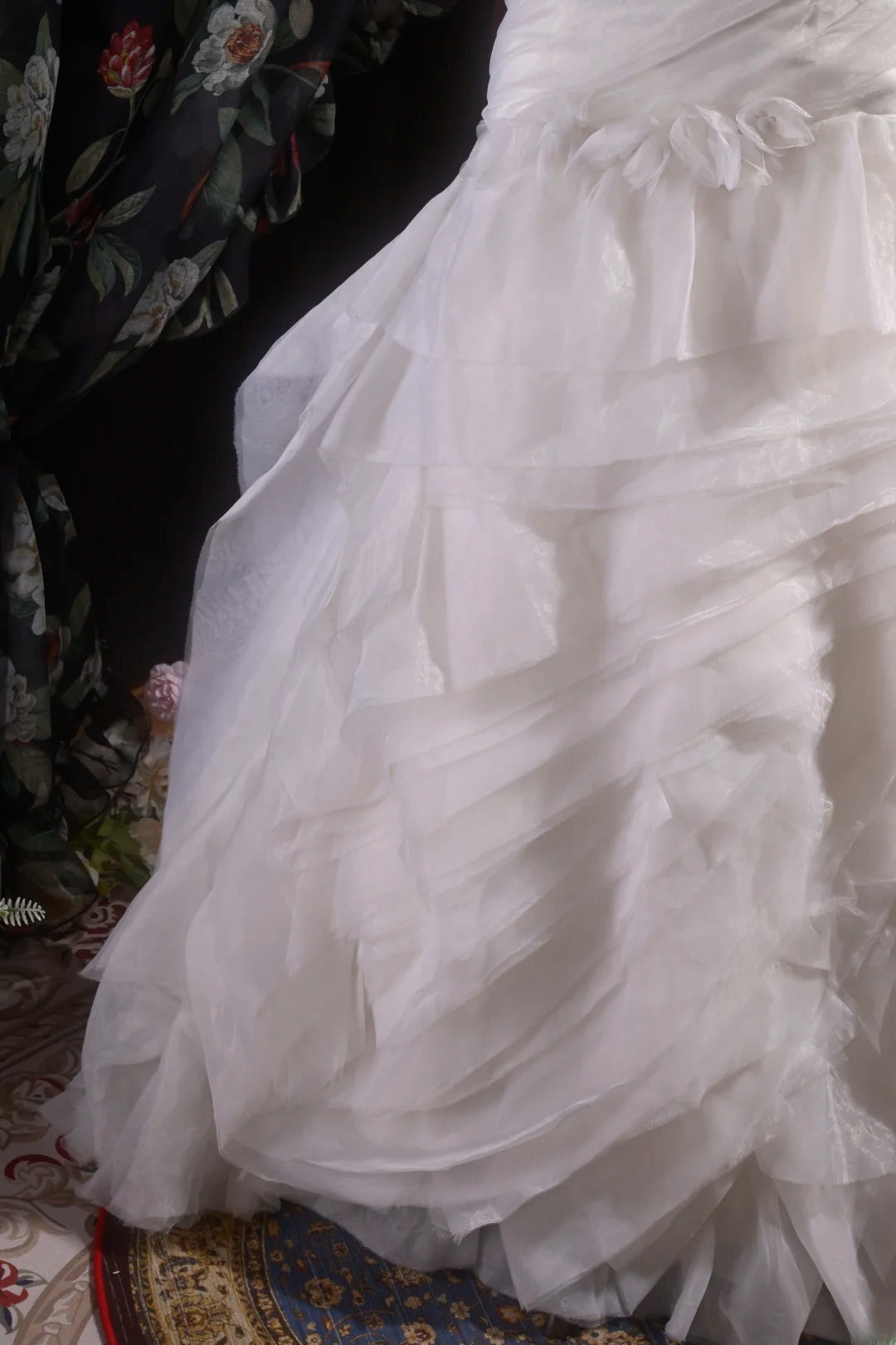 Vintage Mermaid Strapless 1950s White Tulle With Tiered Long Autumn Brides Gown Bridal Dress Wedding Dresses RB8113