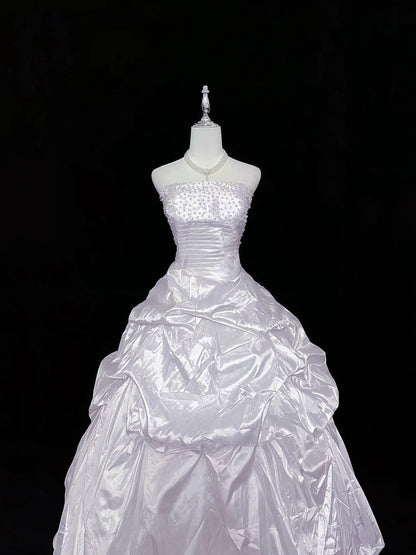 Cute Ball Gown Strapless Lilac Taffeta With Beading Quince Dress Voluminous Sweet 16 Sweet Sixteen Outfits Vestido de 15 RB7468