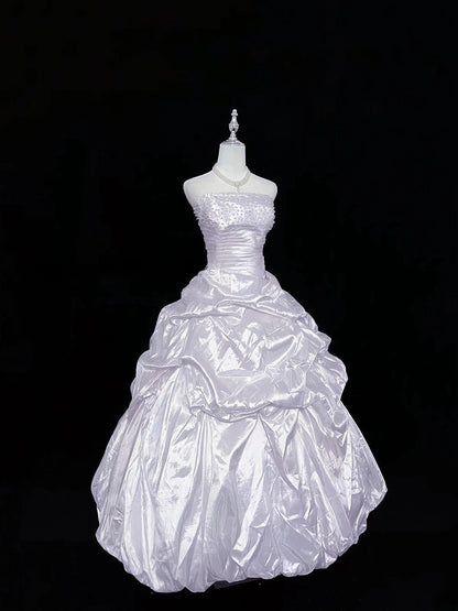 Cute Ball Gown Strapless Lilac Taffeta With Beading Quince Dress Voluminous Sweet 16 Sweet Sixteen Outfits Vestido de 15 RB7468
