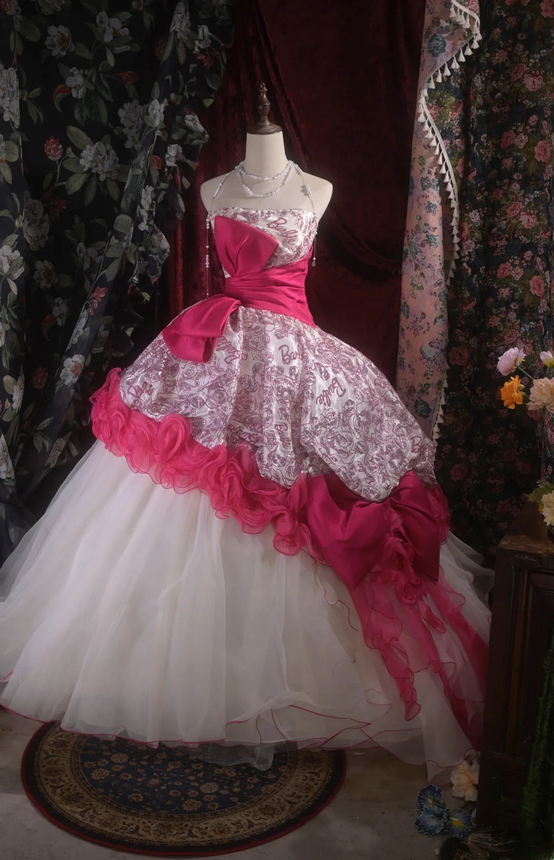 Pretty Ball Gown Strapless Pink Sequin With Tiered Long Quince Dress Quinceanera Dresses Formal Birthday Outfits RB8115