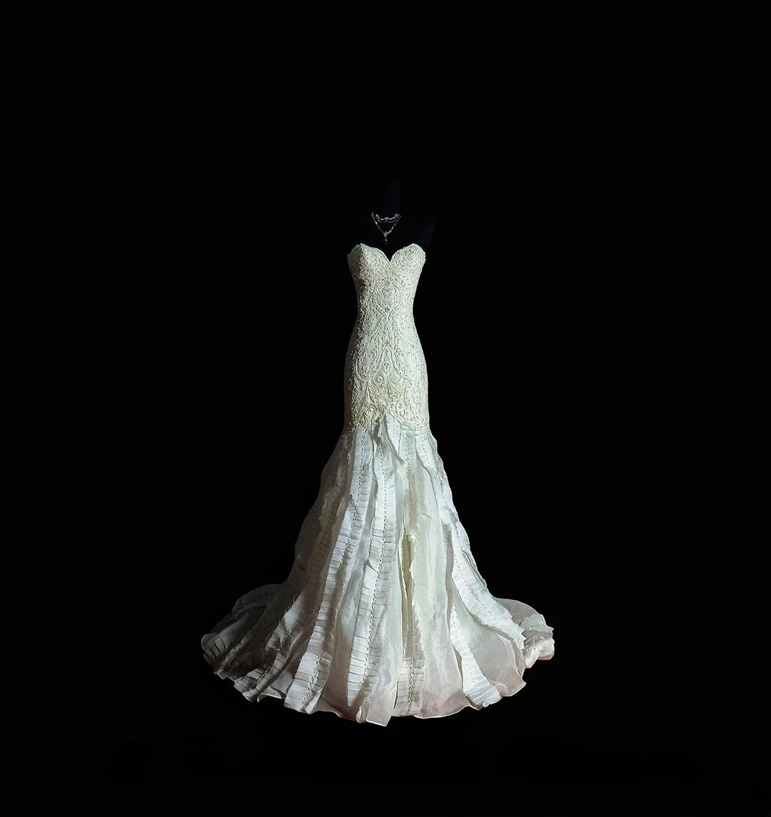 Vintage Mermaid Sweetheart 70s With Beading Lace Long Autumn Winter Bridal Dress Wedding Dresses RB8826