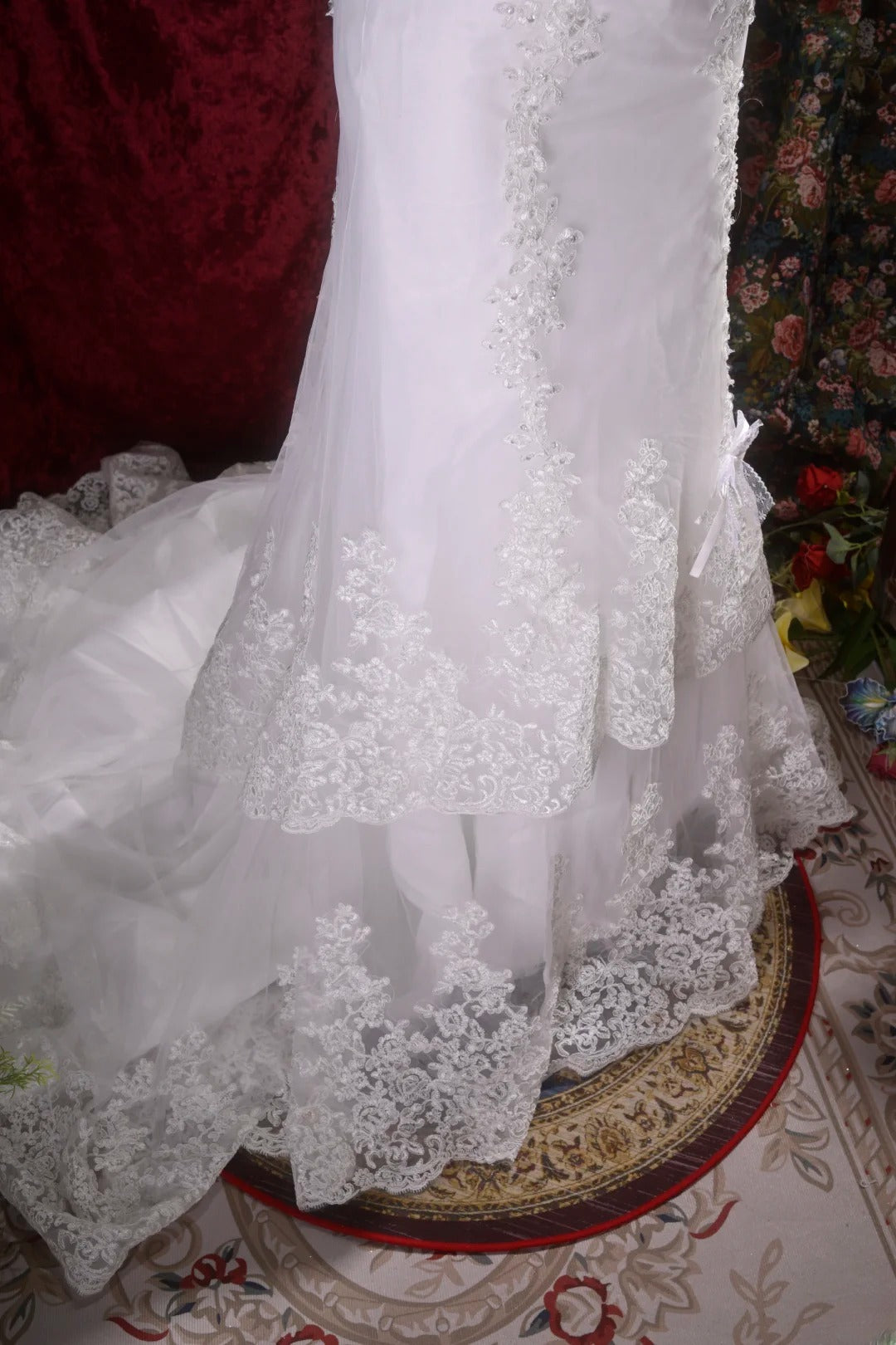 Vintage Mermaid Sweetheart 1950s White Tulle With Tiered Long Autumn Brides Gown Bridal Dress Wedding Dresses RB8116