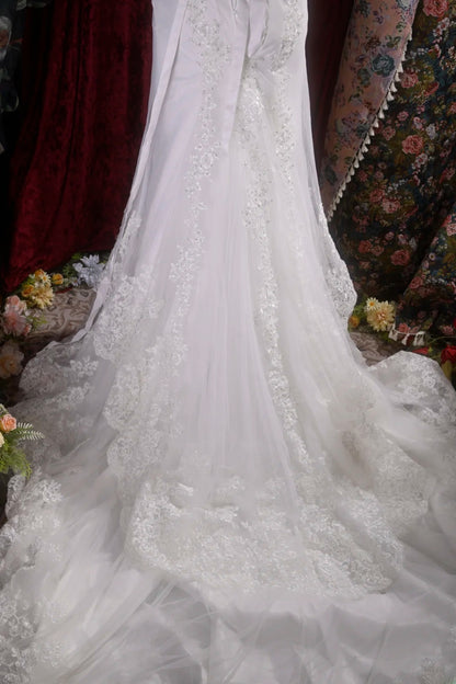 Vintage Mermaid Sweetheart 1950s White Tulle With Tiered Long Autumn Brides Gown Bridal Dress Wedding Dresses RB8116