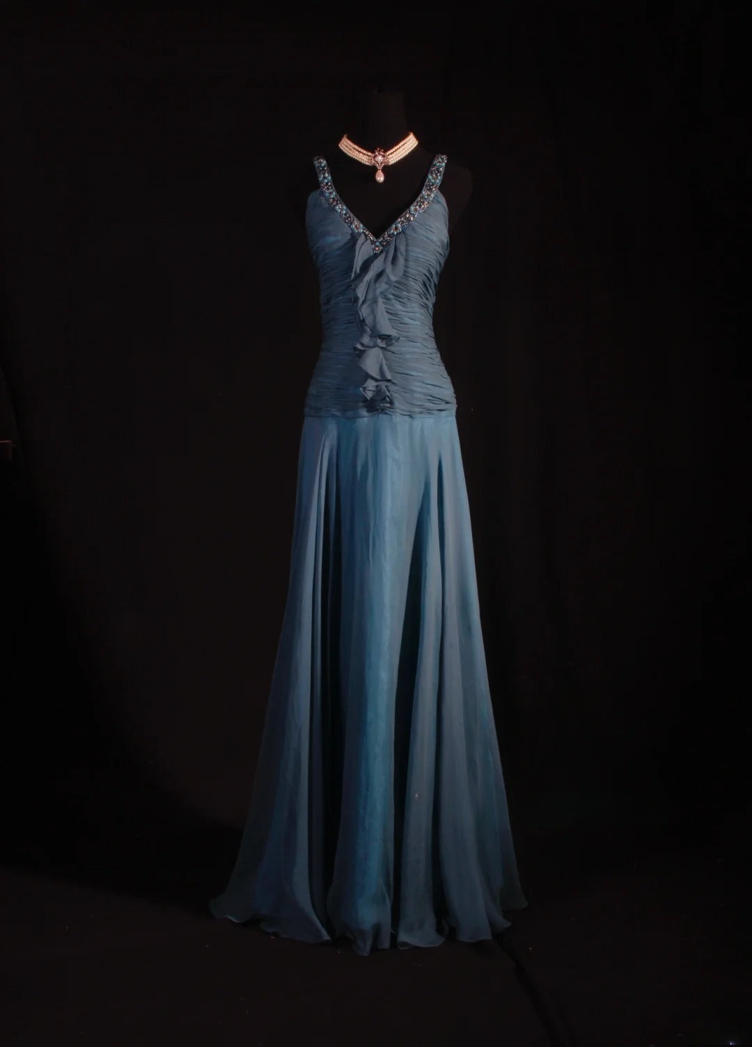 Chic Mermaid V Neck Chiffon With Beads Long Party Formal Women Prom Dresses AS102