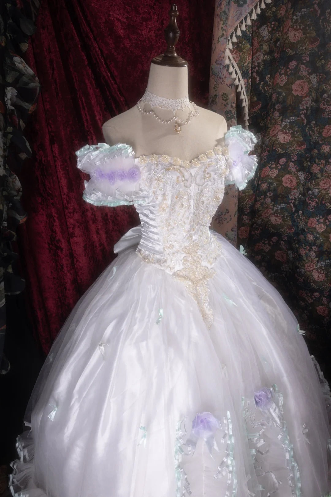 Cute Ball Gown Off The Shoulder Lilac Tulle With Appliqued Long Quince Dress Quinceanera Dresses Formal Birthday Outfits RB8119
