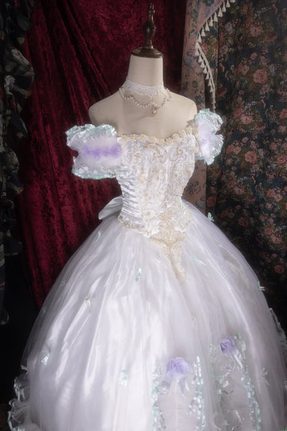 Cute Ball Gown Off The Shoulder Lilac Tulle With Appliqued Long Quince Dress Quinceanera Dresses Formal Birthday Outfits RB8119