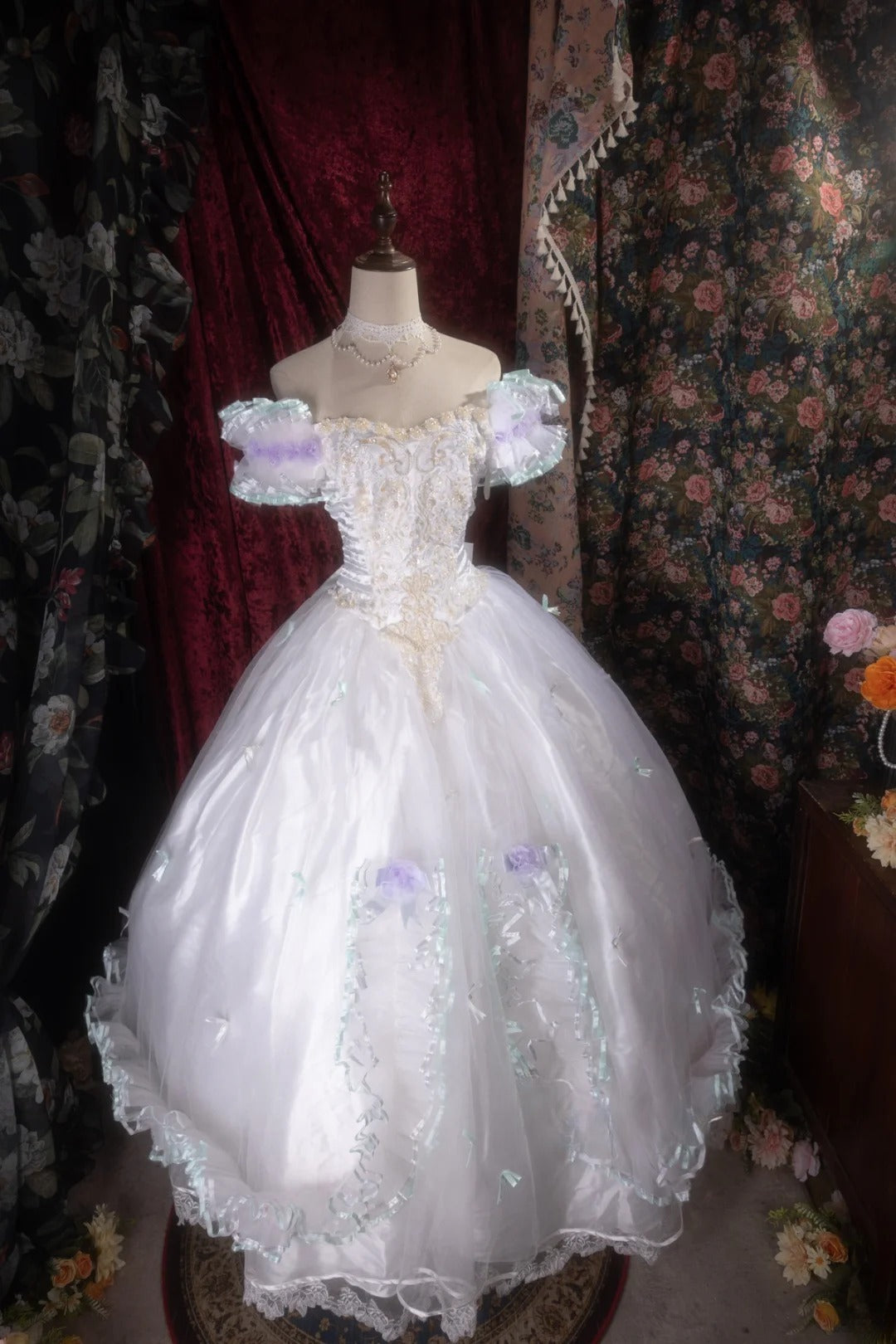 Cute Ball Gown Off The Shoulder Lilac Tulle With Appliqued Long Quince Dress Quinceanera Dresses Formal Birthday Outfits RB8119