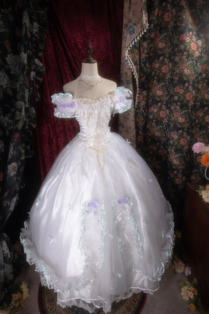 Cute Ball Gown Off The Shoulder Lilac Tulle With Appliqued Long Quince Dress Quinceanera Dresses Formal Birthday Outfits RB8119