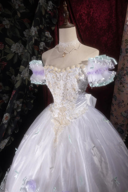Cute Ball Gown Off The Shoulder Lilac Tulle With Appliqued Long Quince Dress Quinceanera Dresses Formal Birthday Outfits RB8119