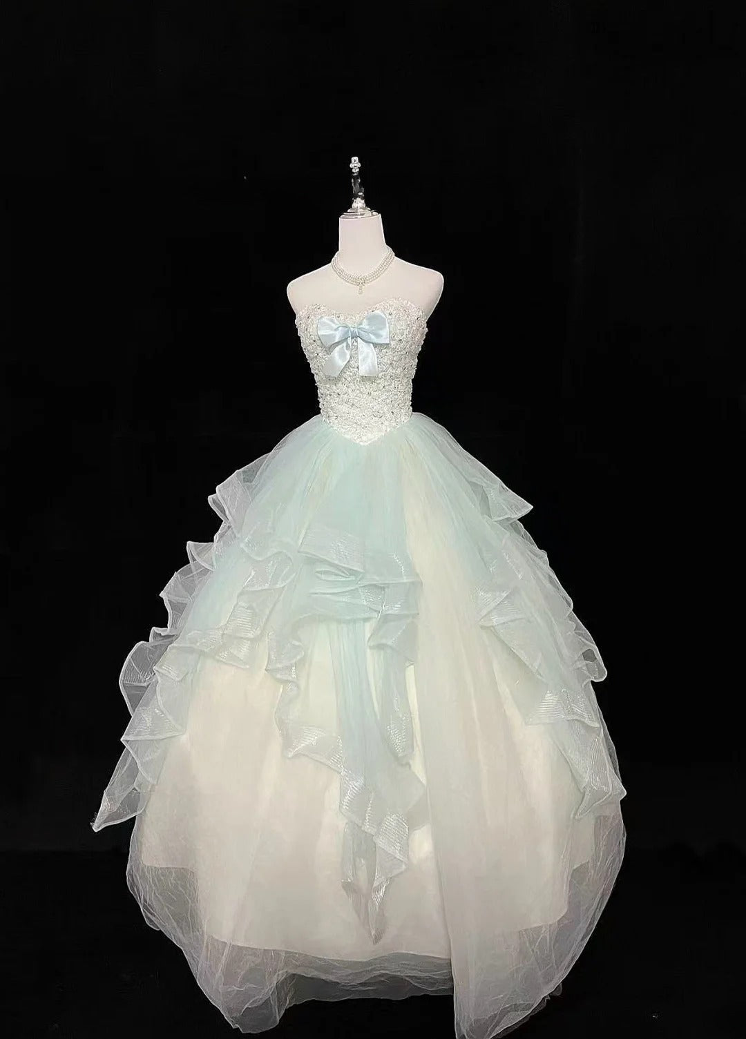 Cute Ball Gown Sweetheart Tulle Blue With Beaded Bodice Quince Dress Voluminous Sweet 16 Sweet Sixteen Outfits Vestido de 15 RB7473