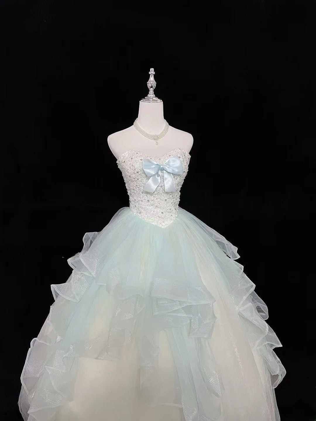 Cute Ball Gown Sweetheart Tulle Blue With Beaded Bodice Quince Dress Voluminous Sweet 16 Sweet Sixteen Outfits Vestido de 15 RB7473