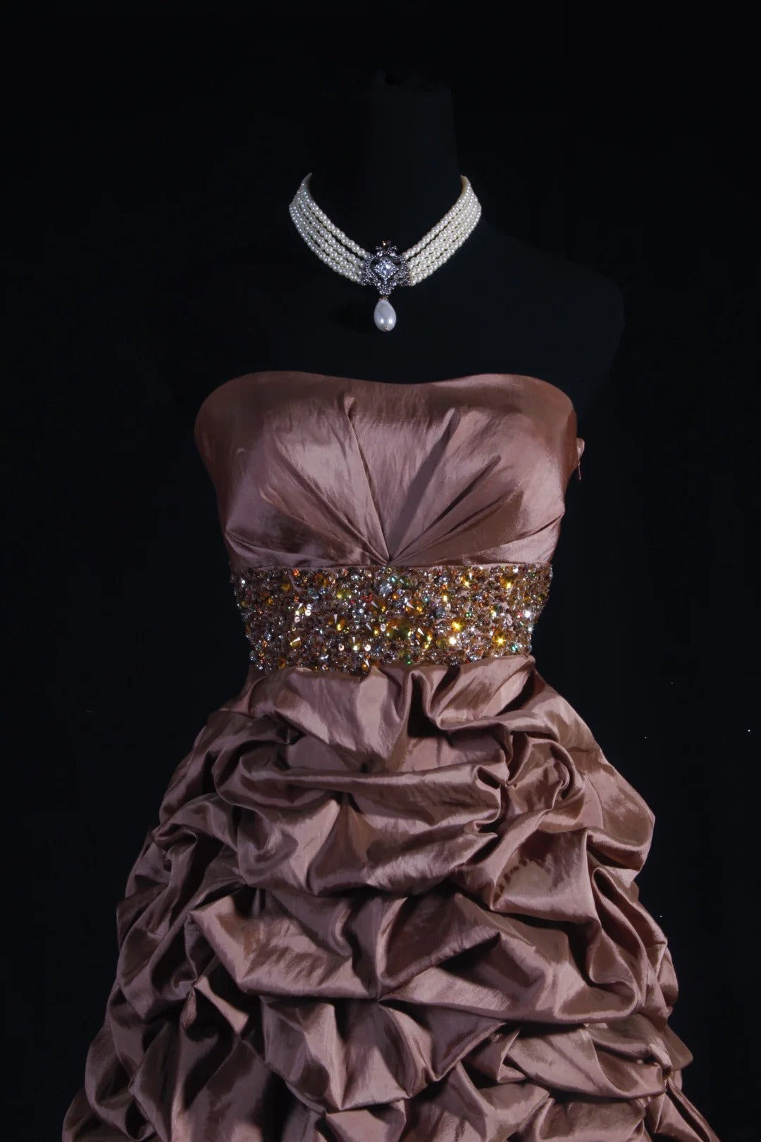 Chic Sheath Strapless Brown Taffeta With Gold Beads Short 16th Birthday Dress Homecoming Dresses Cocktail Gown AS103