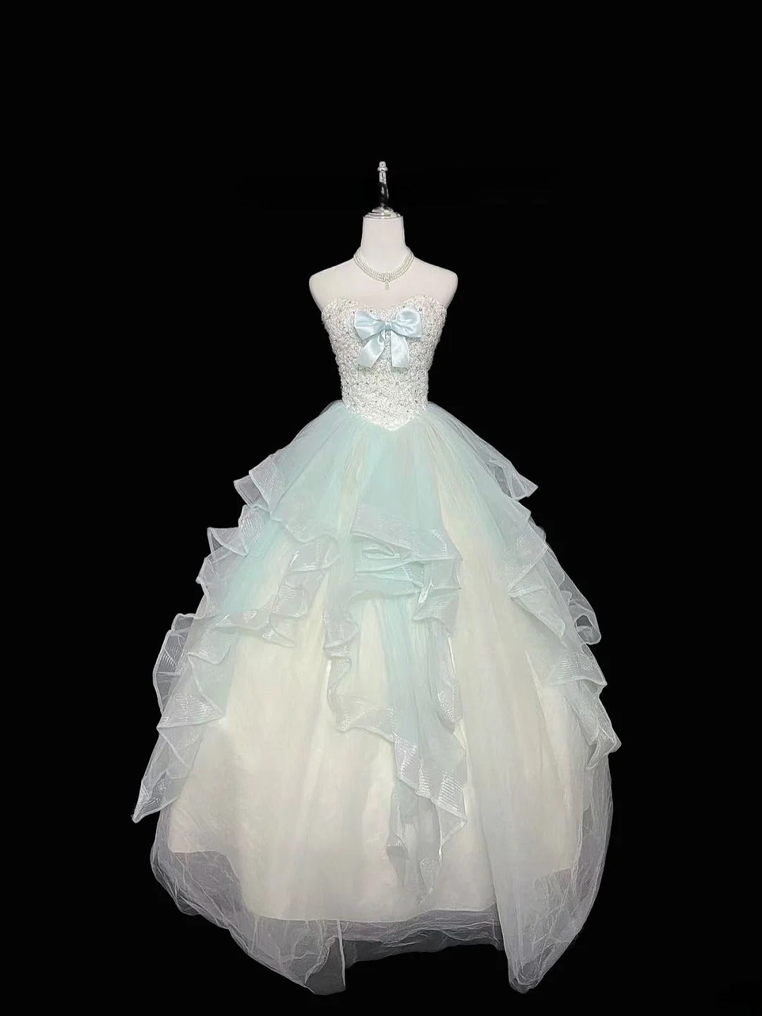 Cute Ball Gown Sweetheart Tulle Blue With Beaded Bodice Quince Dress Voluminous Sweet 16 Sweet Sixteen Outfits Vestido de 15 RB7473