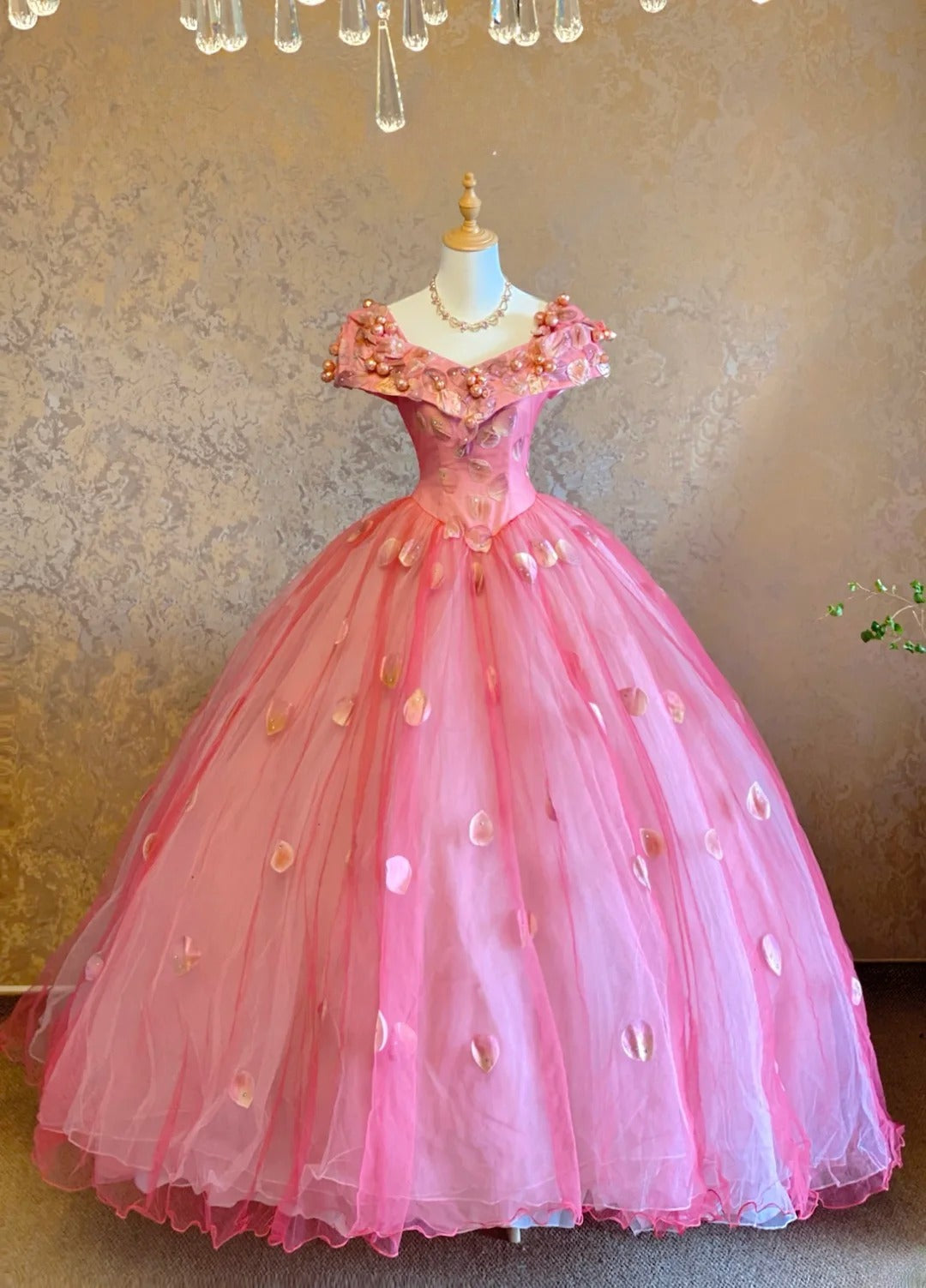 Quinceanera Dress Pink Floor Length Ball Gown Sweet 15 15th Birthday Gown RB9074