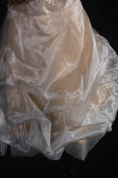 Chic Ball Gown One Shoulder Organza With Gold Sequins Short 16th Birthday Dress Homecoming Dresses Cocktail Gown AS104