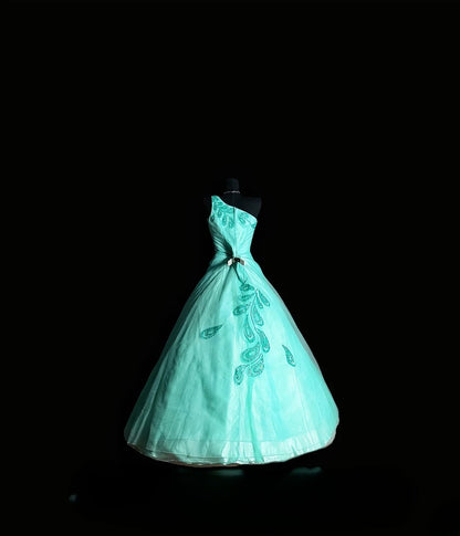 Sparkly Ball Gown One Shoulder Blue Long Quinceañera Dress Moda 2000 15 Quinceanera Dresses Ideas Sweet 16 Outfit RB7090