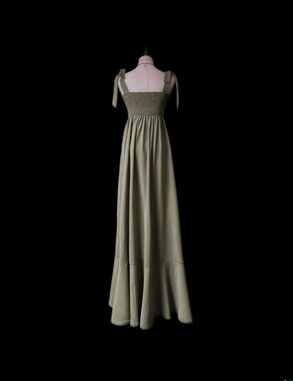 Vintage 80s Prom Dresses Mermaid Spaghetti Strap Olive Green Satin Evening Dress Formal Outfits RB5910