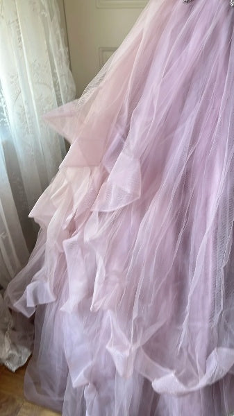 Modest Sweet 16 Dress Long Dusty Lilac Tulle With Beading Ball Gown Sweet Sixteen Party Birthday Dresses RC0472