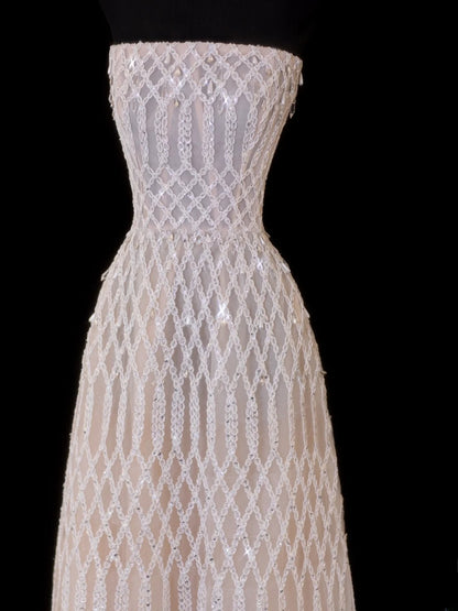 Wedding Gowns Dresses Elegant A Line Strapless Champagne With Beadings Long Petite/Plus Size Bridal Gowns For Women SA105