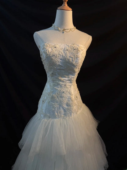 White Prom Dresses Mermaid Sweetheart Tulle Sleeveless For Women Long Evening Formal Outfits RB3569
