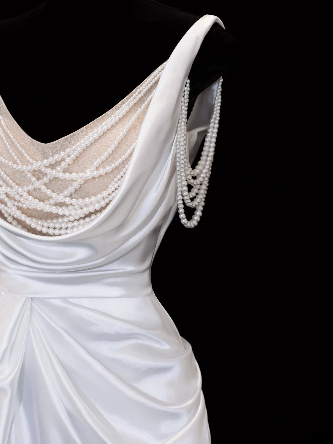 Timeless Wedding Gowns Dresses Romantic Mermaid Spaghetti Strap Pearls for Bride With Slit White Petite/Plus Size Bridal Gown For Women SA106
