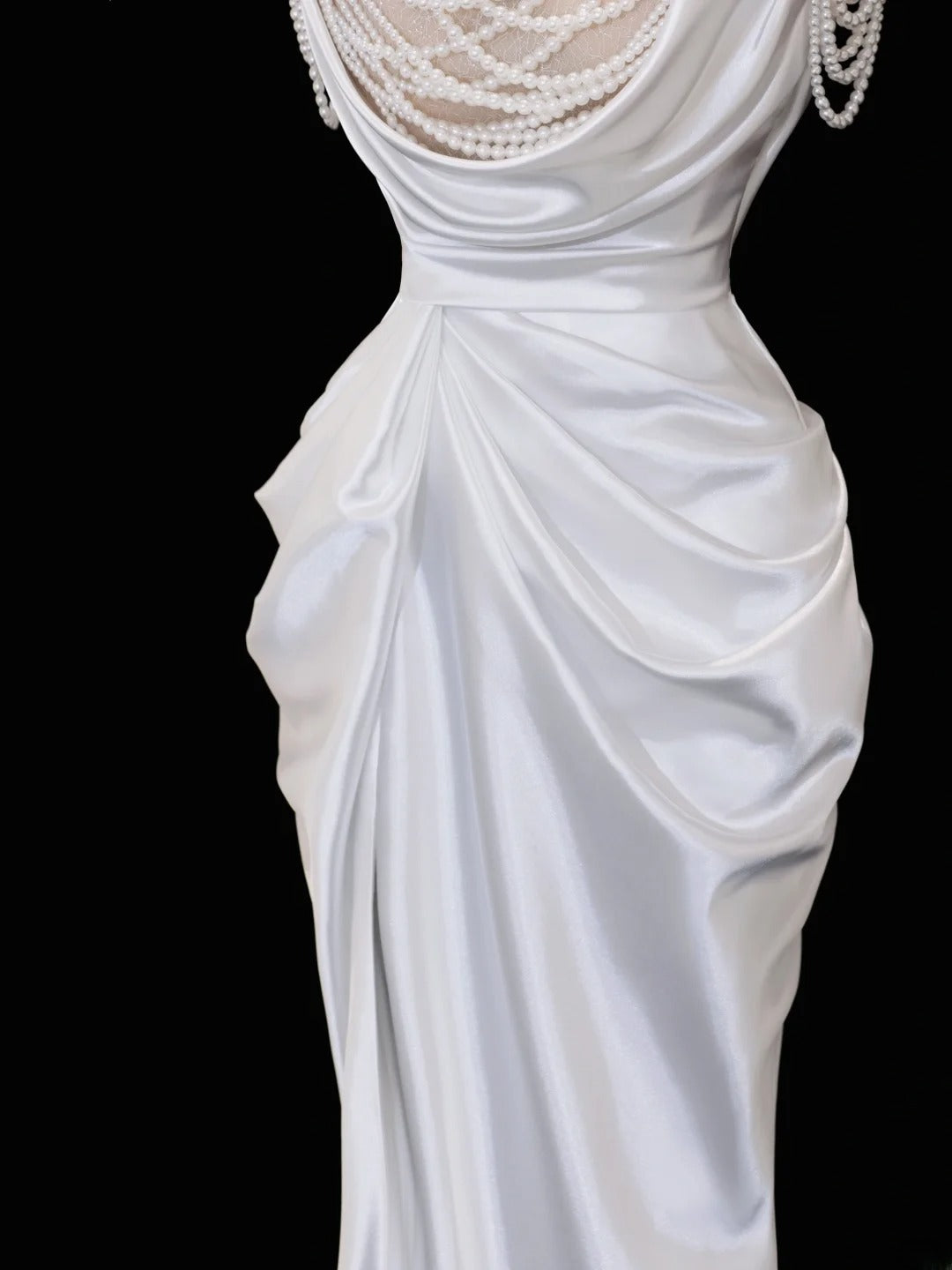 Timeless Wedding Gowns Dresses Romantic Mermaid Spaghetti Strap Pearls for Bride With Slit White Petite/Plus Size Bridal Gown For Women SA106