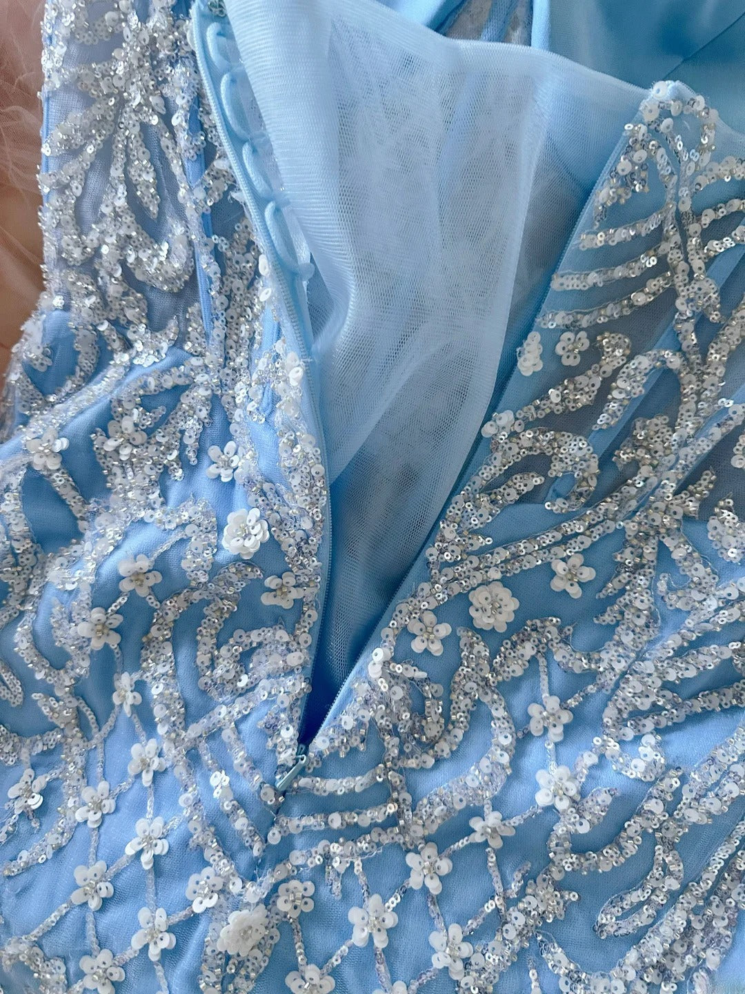 Vintage 70s Prom Dresses Mermaid Spaghetti Strap Light Blue With Sequin Flowers Long Evening Dress Formal Outfits RB5917