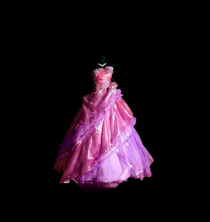 Cute Ball Gown Strapless Lilac Pink Long Quinceañera Dress Moda 2000 15 Quinceanera Dresses Ideas Sweet 16 Outfit RB7092