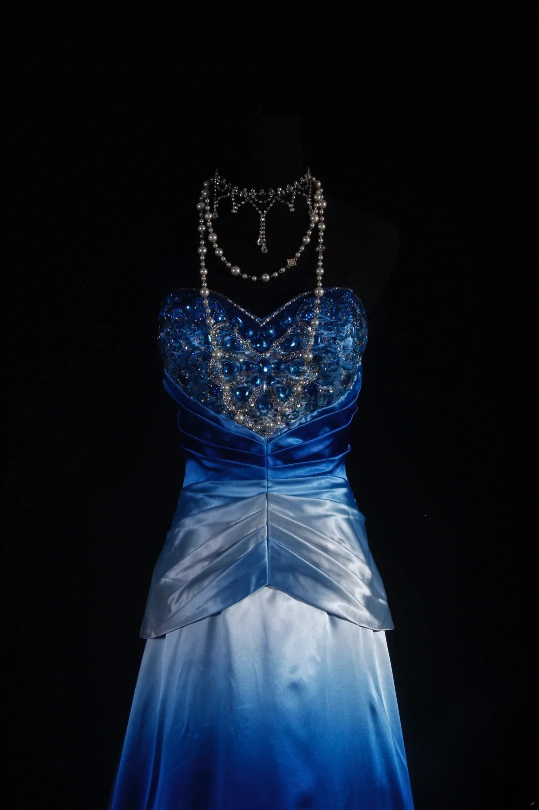 Vintage A Line Women's Cocktail Party Gowns Sweetheart Ombre Blue With Beads Tops Long Graduation Dinner Outfits Prom Dresses AS107