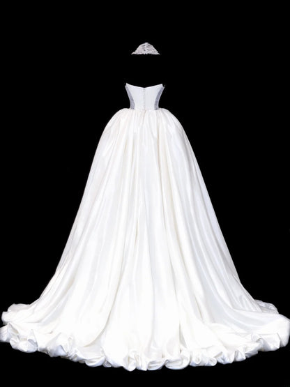 Wedding Gowns Dresses Elegant High Low Strapless Sequins White With Beadings Short Petite/Plus Size Bridal Gowns For Women SA107