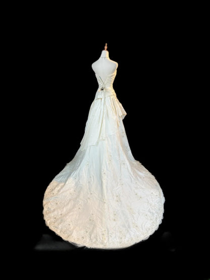 Vintage Style Mermaid Sweetheart 1950s Satin White With Ruffled Brides Gown Bridal Dress Long Wedding Dresses RB5783