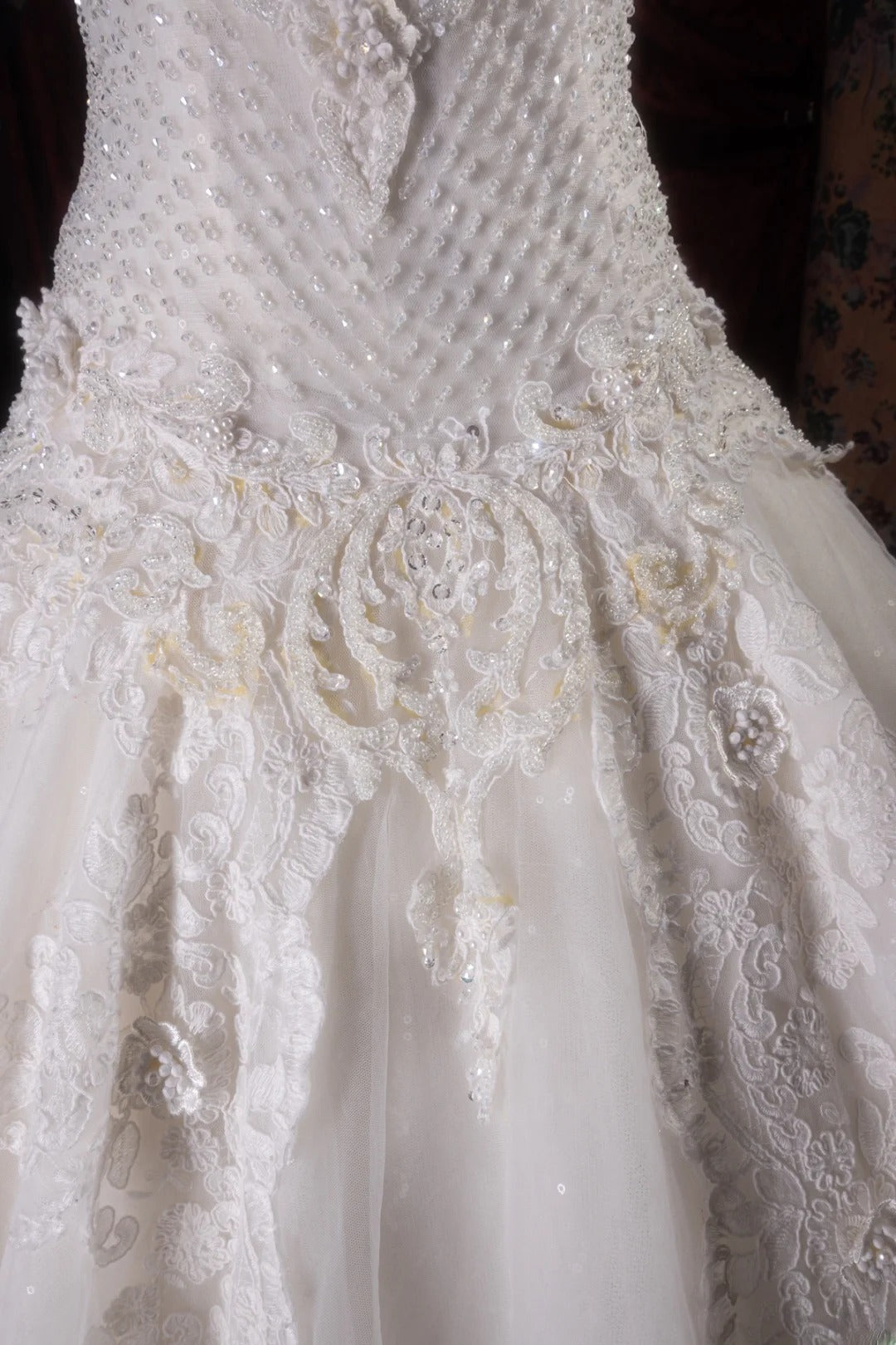 Vintage Ball Gown Off The Shoulder 1950s White Tulle With Lace Long Autumn Brides Gown Bridal Dress Wedding Dresses RB8125