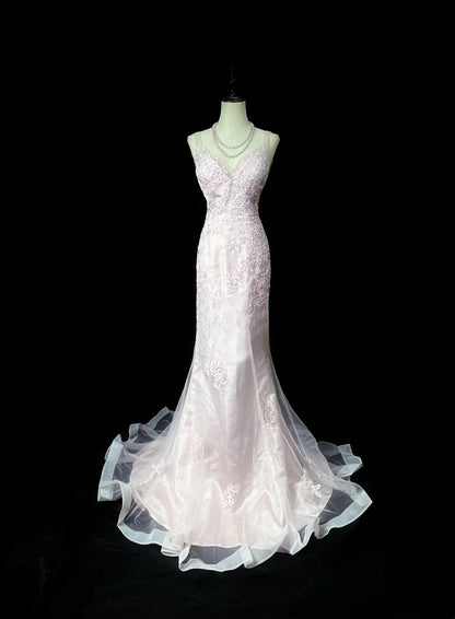 Vintage 70s Prom Dresses Mermaid Spaghetti Strap Light Blue Tulle With Lace Beading Long Party Dress Formal Outfits RB5921