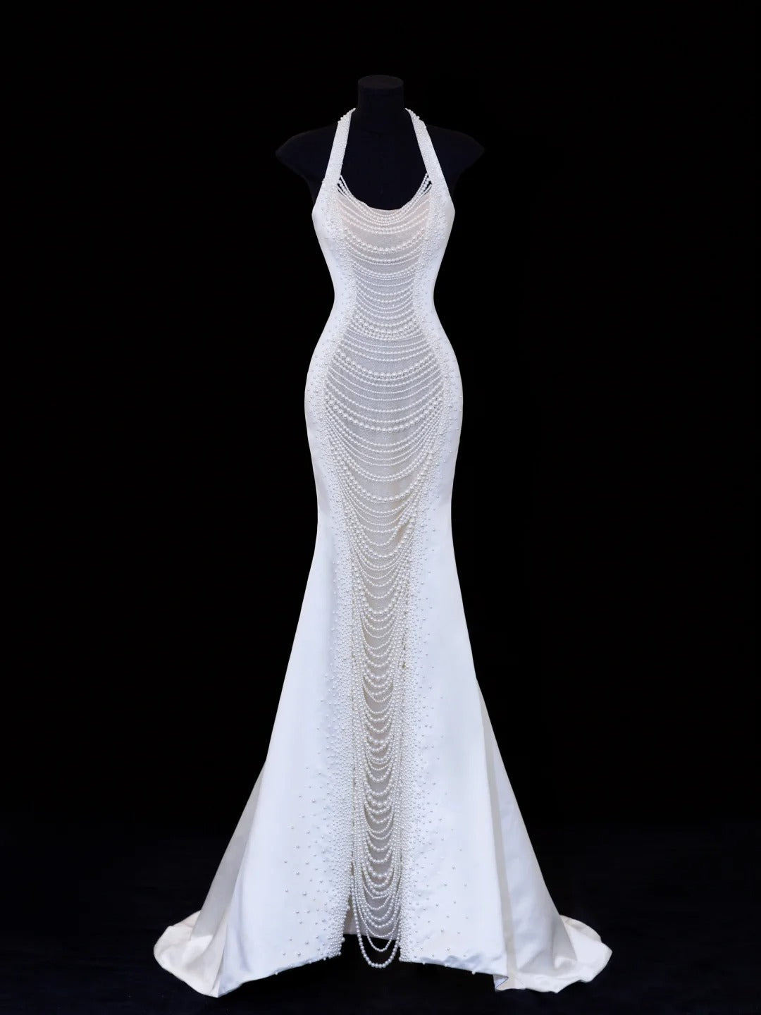 Timeless Wedding Gowns Dresses Romantic Mermaid Halter Pearls for Bride With Beadings White Petite/Plus Size Bridal Gown For Women SA110