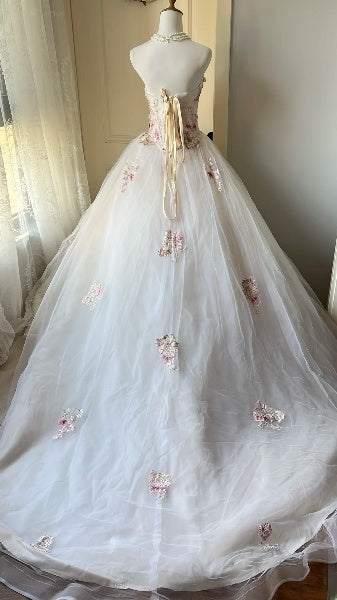 Modest Sweet 16 Dress Long Sweetheart Tulle With Appliques Ball Gown Sweet Sixteen Party Birthday Dresses RC0477