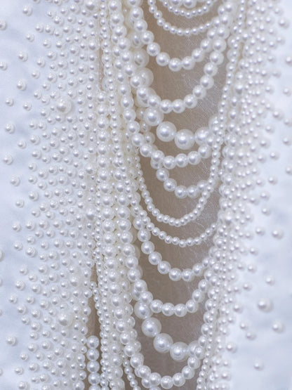 Timeless Wedding Gowns Dresses Romantic Mermaid Halter Pearls for Bride With Beadings White Petite/Plus Size Bridal Gown For Women SA110