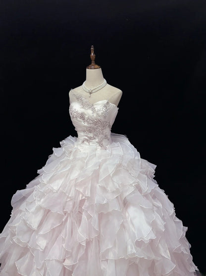 Princess Ball Gown Sweetheart Pink With Appliqued Tiered Layers Quince Dress Voluminous Sweet 16 Sweet Sixteen Outfits Vestido de 15 RB7480