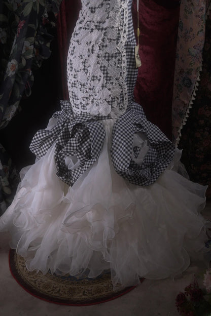 Elegant Mermaid Spaghetti Straps Lattice With Appliqued Lace Long Prom Dresses Formal Outfit Evening Night Dress RB8128