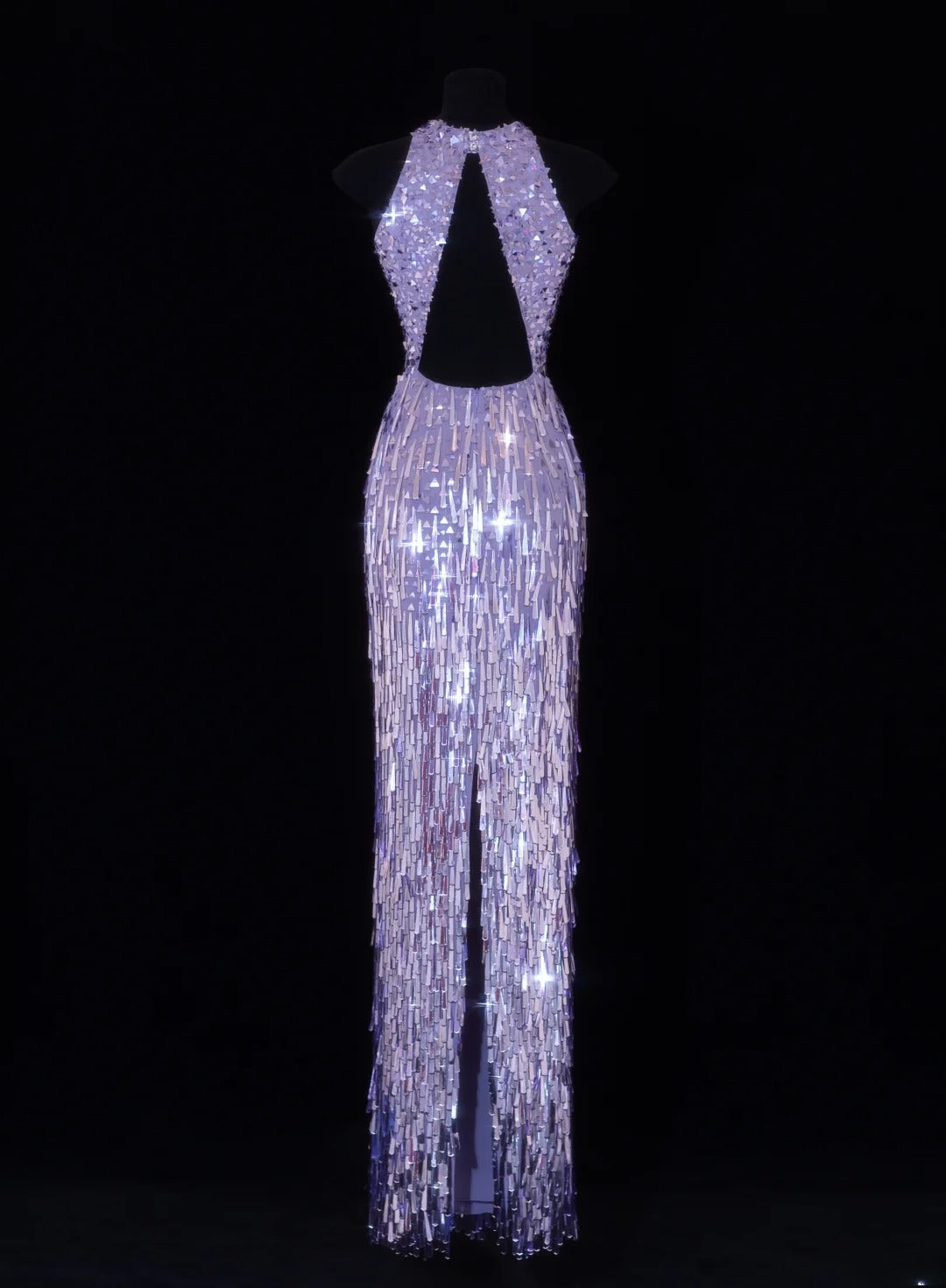 Classy Formal Sheath Scoop Neck Lilac Sequins With Tassel Style Impress Long Prom Dresses Party Gowns SA113