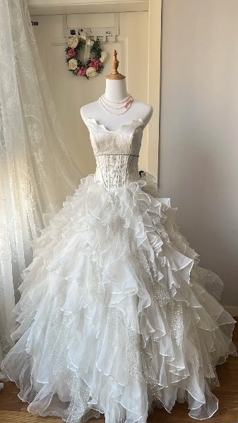 Modest Sweet 16 Dress Long Sweetheart Tulle With Tiered Layers Ball Gown Sweet Sixteen Party Birthday Dresses RC0480