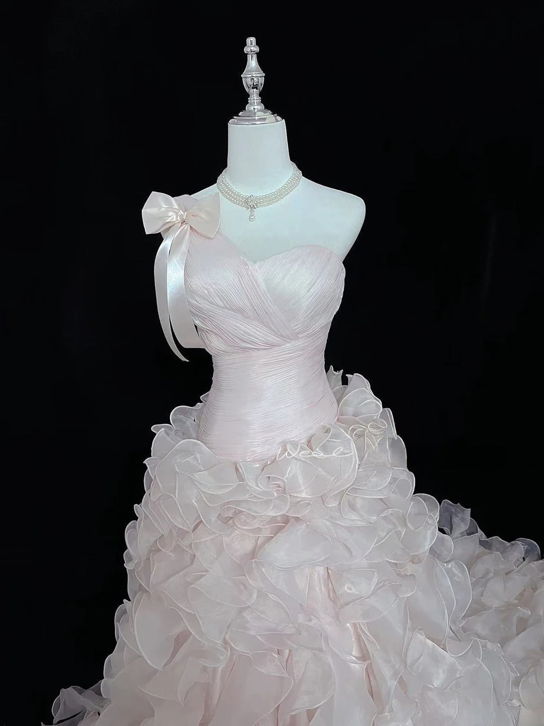 Vintage Mermaid One Shoulder Pink With Tiered Layers Prom Dress Formal Outfits Party Dresses RB7487