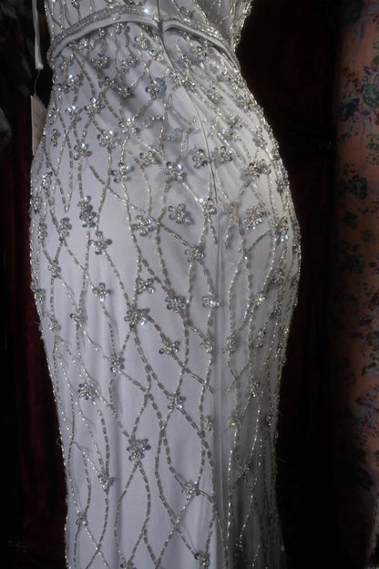 Elegant Mermaid Spaghetti Straps Silver Gray With Beading Cape Long Prom Dresses Formal Outfit Evening Night Dress RB8131