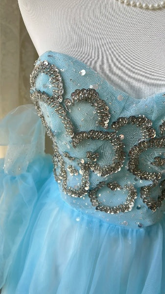 Prom Dress A line Sweetheart Blue With Beading Formal Party Gown For Senior Women RC0485