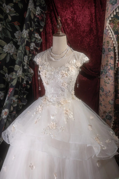 Dreamy Princess Ball Gown Formal Events Scoop With Appliqued Quince Dress Quinceanera Dresses Birthday Outfits RB8269